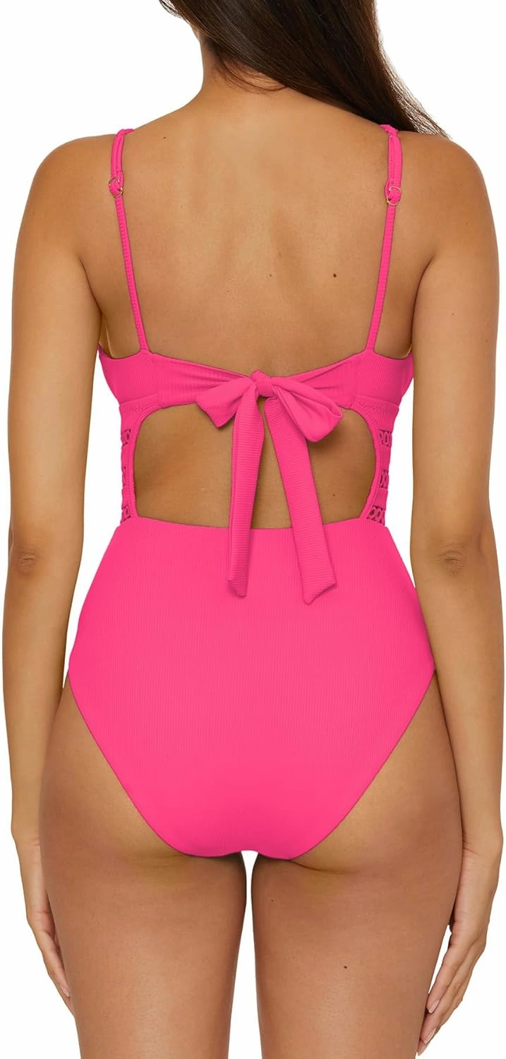 BECCA Women's Modern Edge One Piece Swimsuit, Adjustable, Bathing Suits