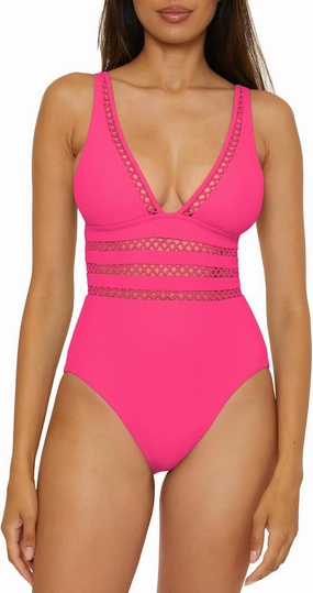 BECCA Women's Modern Edge One Piece Swimsuit, Adjustable, Bathing Suits