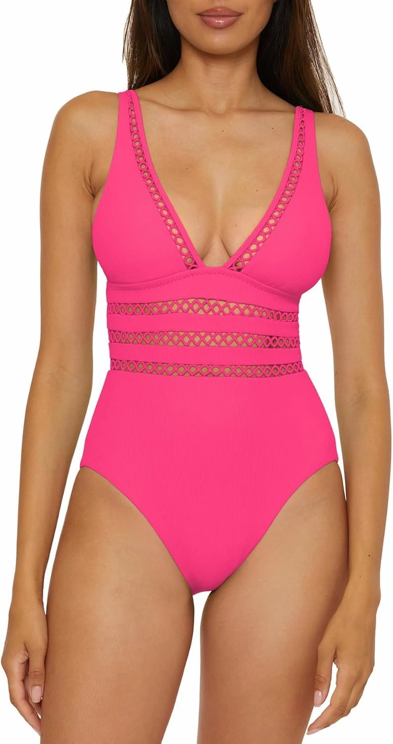 BECCA Women's Modern Edge One Piece Swimsuit, Adjustable, Bathing Suits