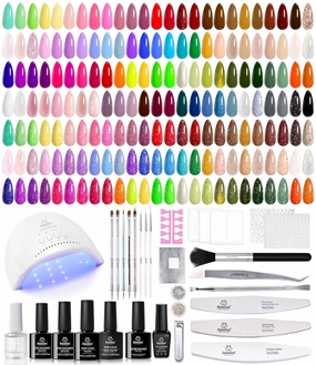 Beetles Gel Nail Polish Kit with U V Light, 100 Colors Gel Polish 133 Pcs Nail Stuff Kit for All Seasons with Base and Matte&Glossy Top Coat Infinite Inspirations Soak Off Gifts for Women Girls Teen