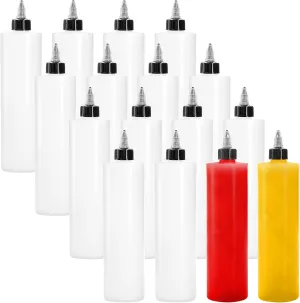 Bekith 12 Pack 16oz Plastic Squeeze Condiment Bottles with Twist Top Caps, Empty Dispensing Bottles for Icing, Cookie Decorating, Sauces, Arts and Crafts