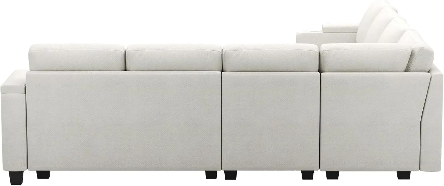 Belffin Modular Sectional Sofa Couch with Storage U Shape Convertible Corner Couches for Living Room White Couch