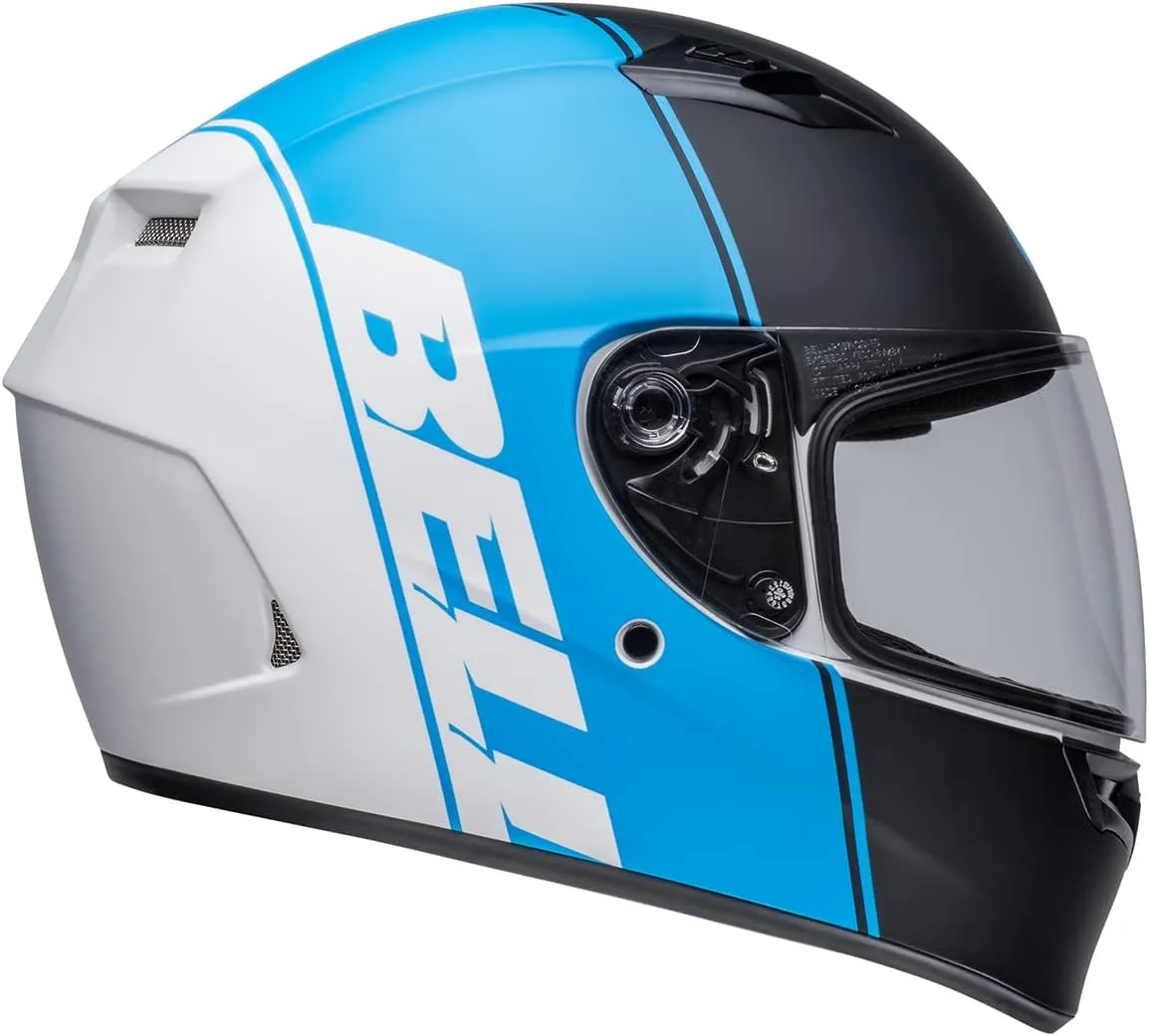 BELL Qualifier Full-Face Motorcycle Helmet (Ascent Matte Black/Cyan/White - Small)