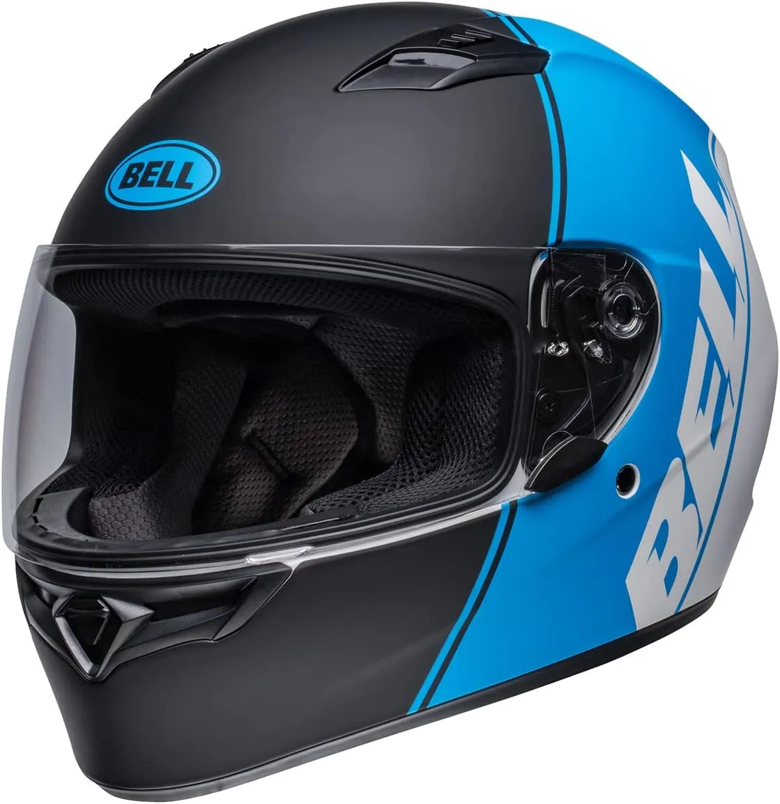 BELL Qualifier Full-Face Motorcycle Helmet (Ascent Matte Black/Cyan/White - Small)