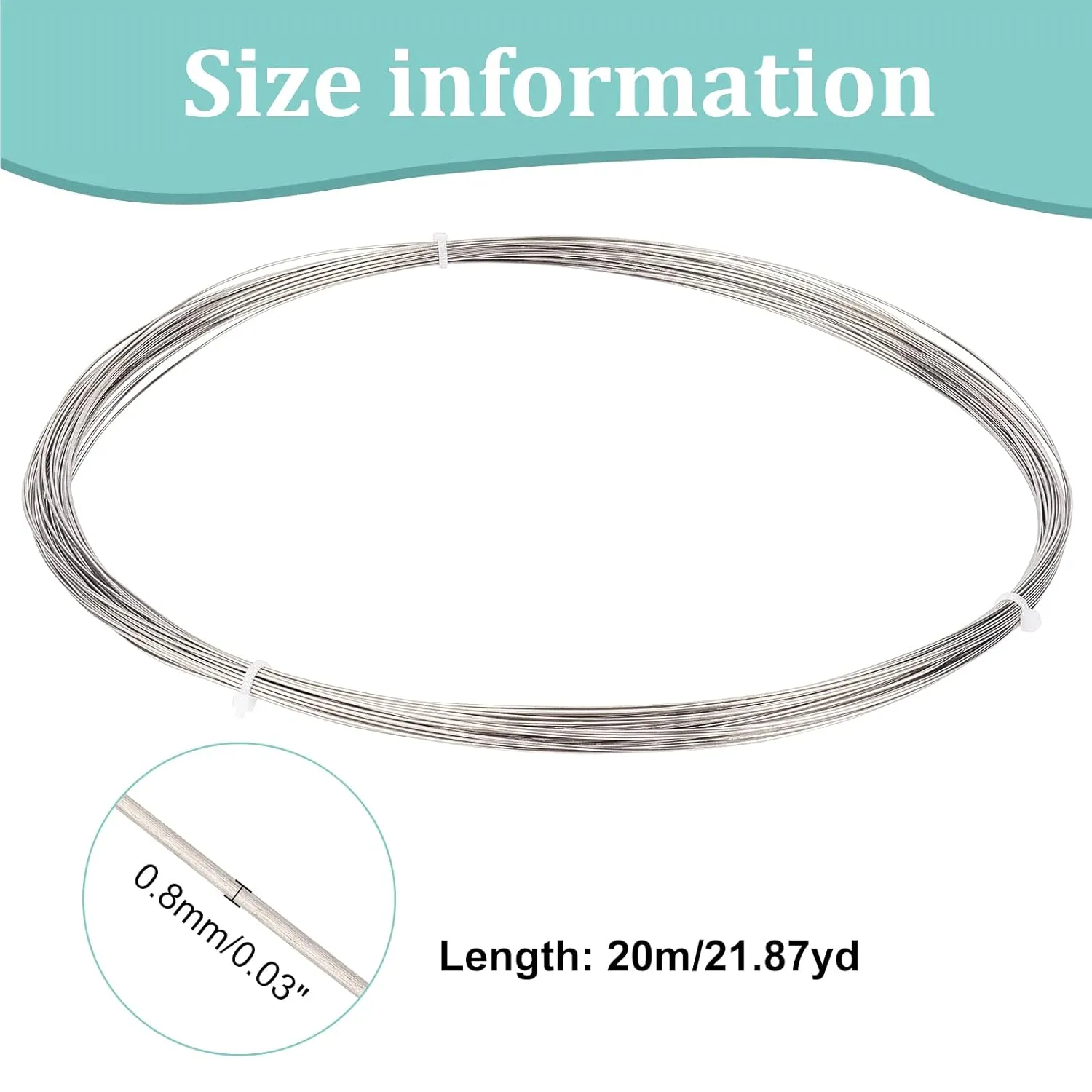 BENECREAT Titanium Wire - 20 Gauge, 65.5 Feet Soft Welding Round Craft Jewelry Wire for Jewelry Bracelets Making, Electric Power, Sports Industries