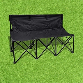 BenefitUSA 3 Seater Sideline Bench Portable Folding Team Sports Bench Sits Outdoor Waterproof- Black