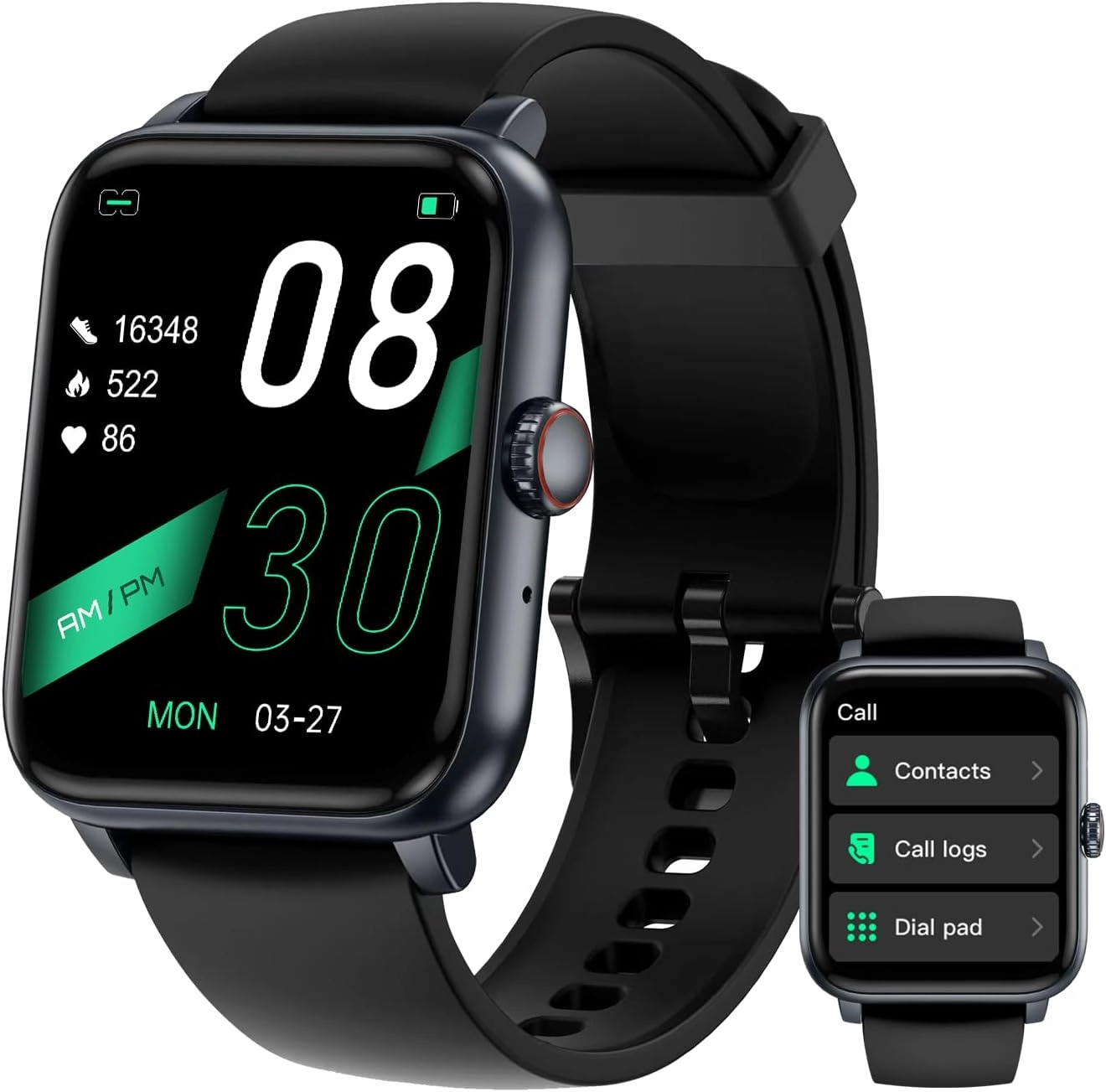 BENIO Fitness Tracker Answer/Make Calls/Voice Calls, 24/7 Heart Rate, Spo2, Sleep Tracker, 1.85" Smartwatch with 100 Sports Modes Activity Trackers, IP67 Waterproof Pedometer for Women Men