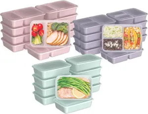 Bentgo Prep 60-Piece Meal Prep Kit - Reusable Food Containers 1-Compartment, 2-Compartment, & 3-Compartments for Healthy Eating - Microwave, Freezer, & Dishwasher Safe (Floral Pastels)