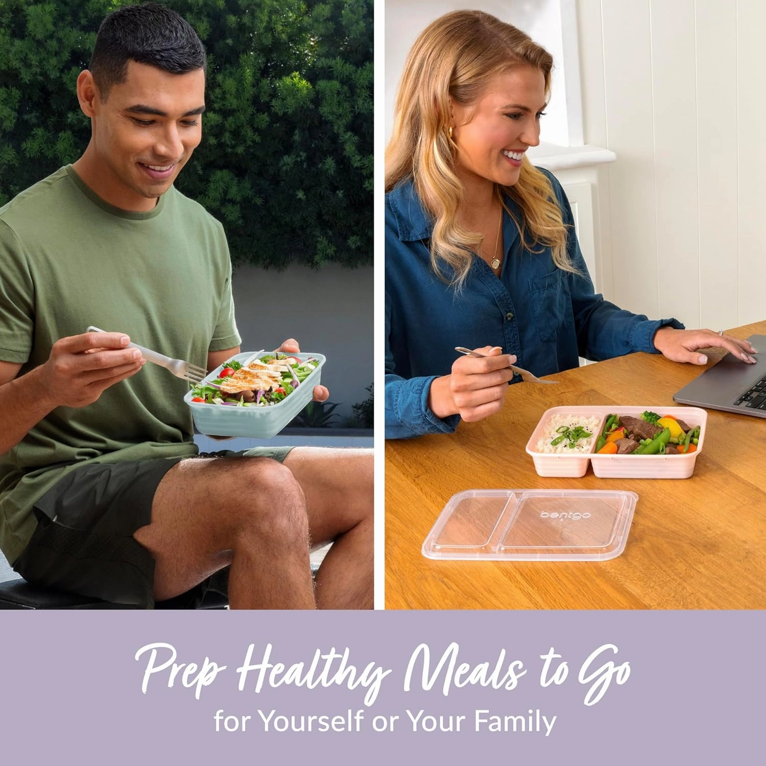 Bentgo Prep 60-Piece Meal Prep Kit - Reusable Food Containers 1-Compartment, 2-Compartment, & 3-Compartments for Healthy Eating - Microwave, Freezer, & Dishwasher Safe (Floral Pastels)