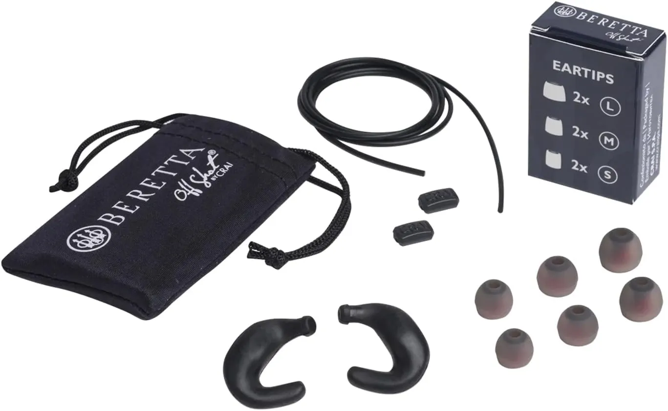 Beretta Mini Headset E2 32db SNR Soft Silicone Ergonomic Shooting Noise Protection Ear Plugs with Adjustable Cord & Soft Case