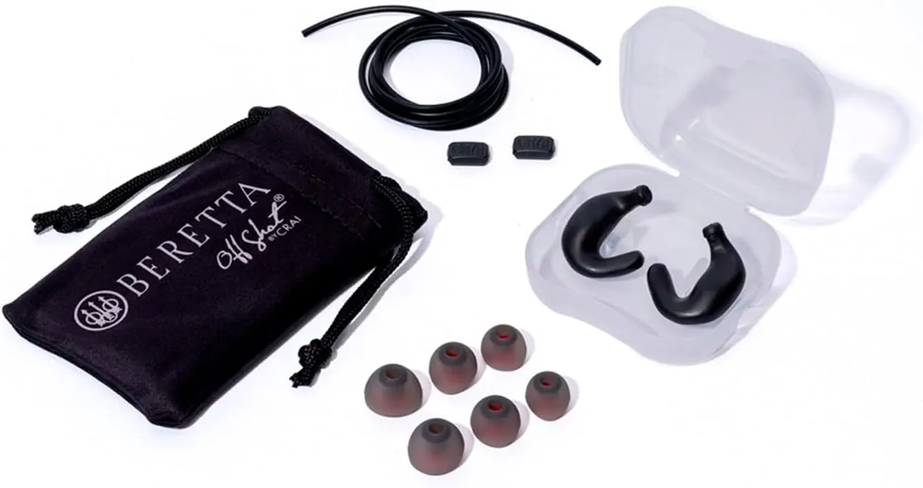 Beretta Mini Headset E2 32db SNR Soft Silicone Ergonomic Shooting Noise Protection Ear Plugs with Adjustable Cord & Soft Case