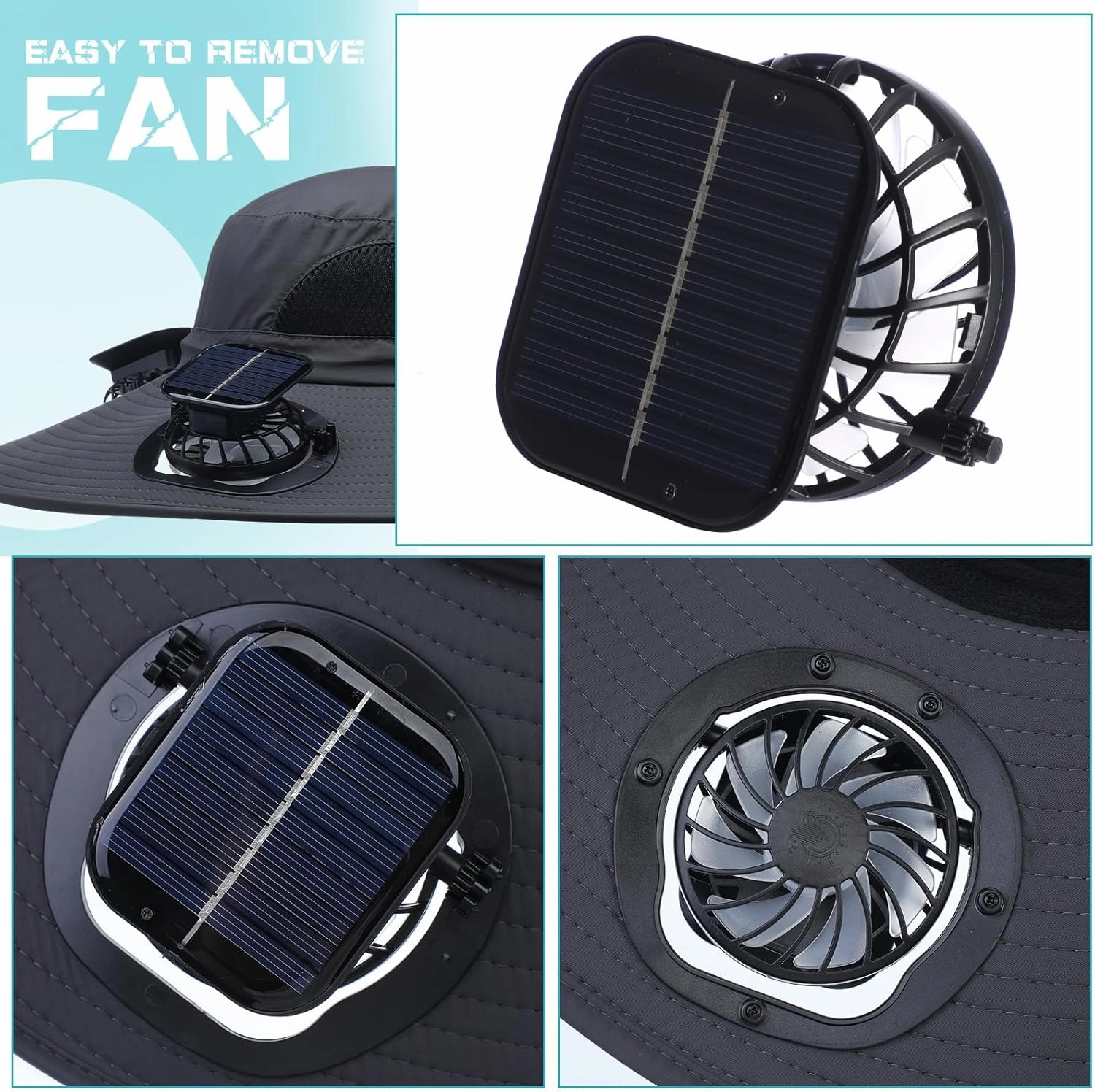 Berlune Men Sun Hat with 2 Solar Fan Fishing Wide Brim Sun Hat for Outdoor Summer Camping Beach, USB & Solar Powered