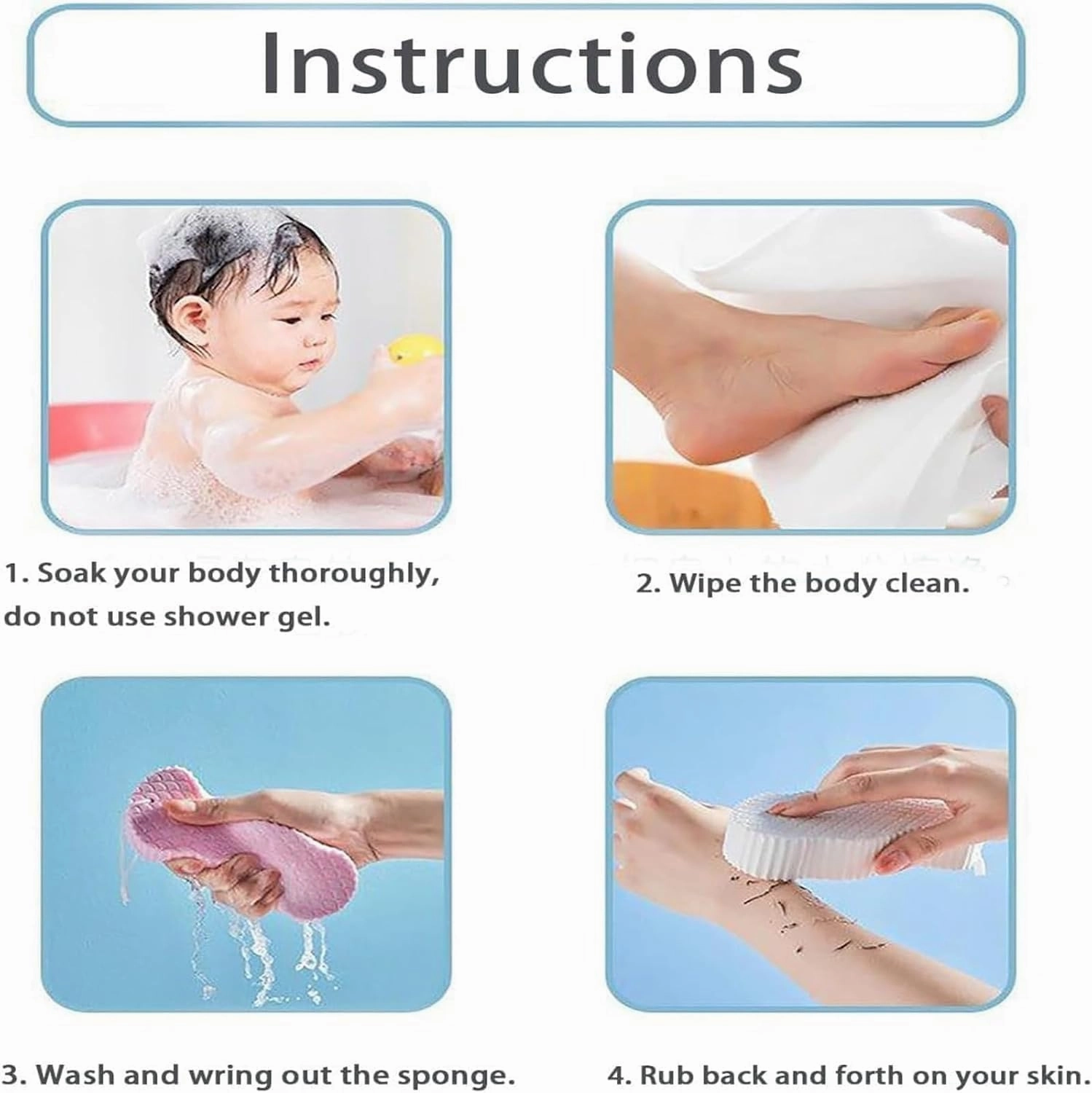 Berosly Skin Sponge, Radiant Skin Exfoliating Bath Sponge for Body, Super Soft Dead Skin Remover for Adults, Kids & Pregnant Women, Gentle Apparent Exfoliation for Smooth & Glowing Skin (Set C)