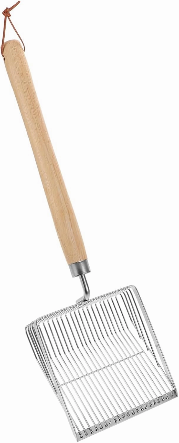 BESPORTBLE Stainless Steel Beach Sifter Shovel with Ergonomic Wooden Handle Lightweight Mesh Tool for Shell Collecting During Summer Beach Vacations
