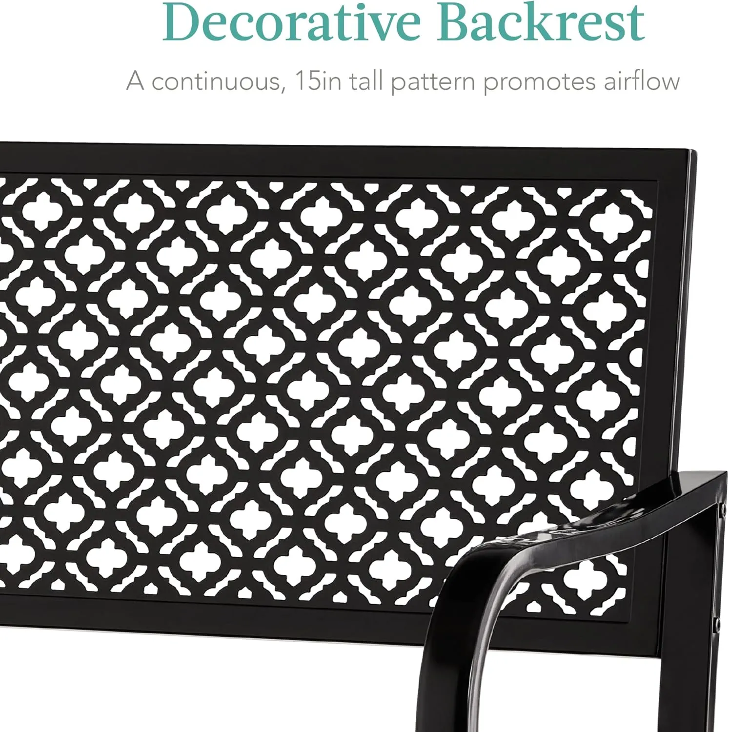 Best Choice Products Outdoor Bench 2-Person Metal Steel Benches Furniture for Garden, Patio, Porch, Entryway w/Geometric Backrest, 790lb Capacity – Black