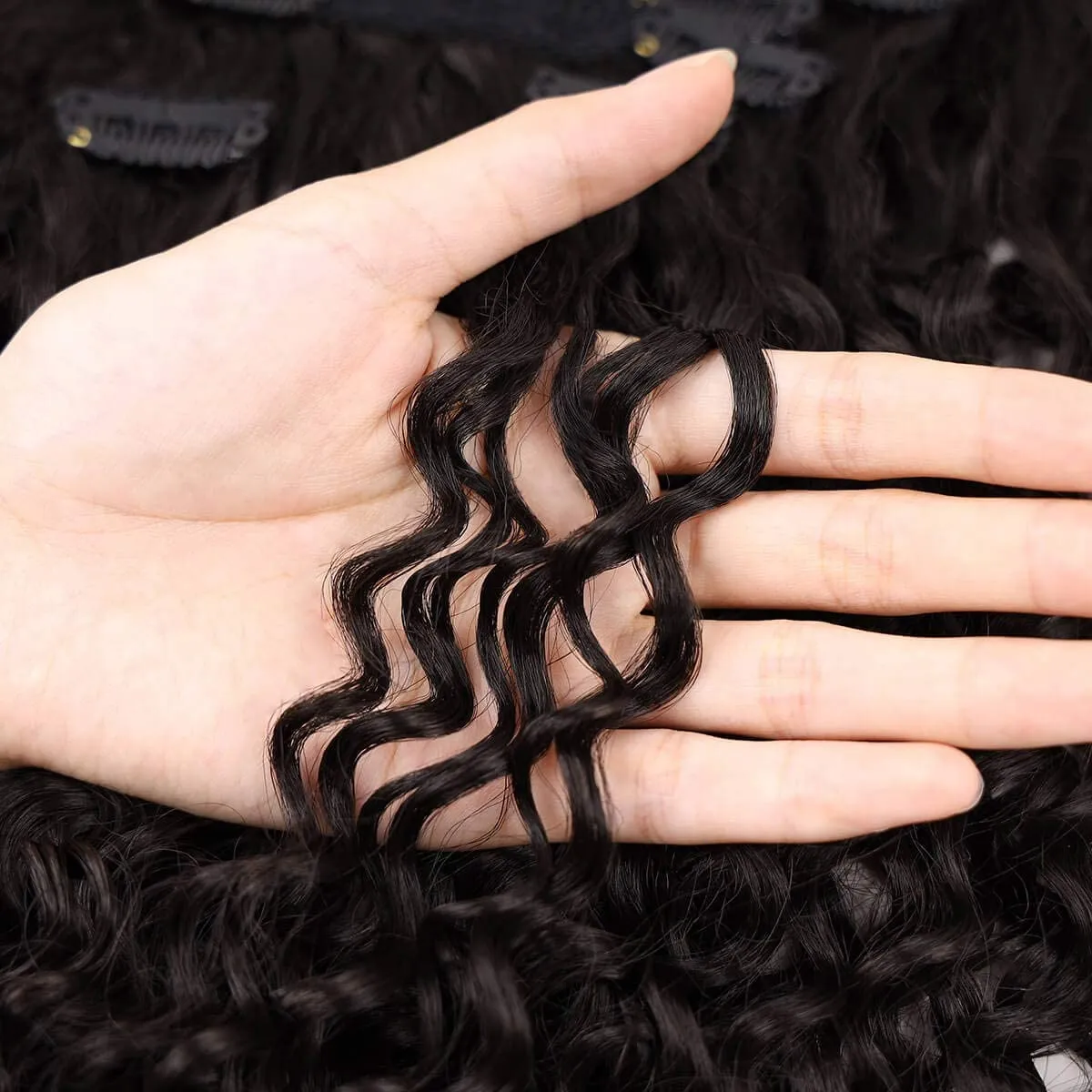 BHF 26 inch Kinky Curly Clip In Hair Extension, Double Weft Full Head Japanese Heat Resistance Fiber 140g Synthetic Hair Extensions For Women 7pieces (#P18/613)