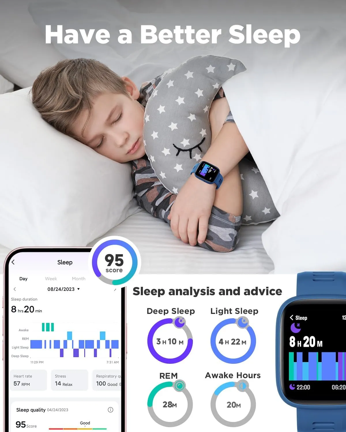 BIGGERFIVE Smart Watch for Kids, 1.8" Fitness Tracker Watch Pedometer, Heart Rate, IP68 Waterproof, Sleep Monitor, Calorie Step Counter, 5 Puzzle Games with/Without APP for Girls Boys Teens 5-16