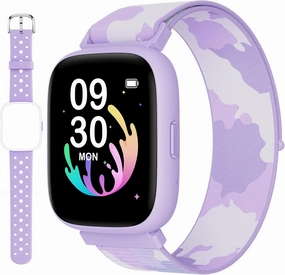 BIGGERFIVE Smart Watch for Kids, 1.8" Fitness Tracker Watch Pedometer, Heart Rate, Sleep Monitor, IP68 Waterproof, Calorie Step Counter, Puzzle Game with/Without APP for Girls Teens 5-16, 2 Straps