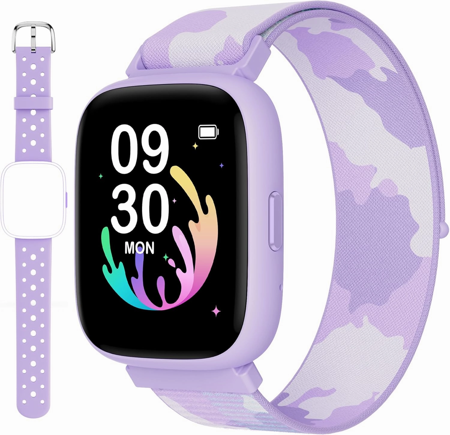 BIGGERFIVE Smart Watch for Kids, 1.8" Fitness Tracker Watch Pedometer, Heart Rate, Sleep Monitor, IP68 Waterproof, Calorie Step Counter, Puzzle Game with/Without APP for Girls Teens 5-16, 2 Straps