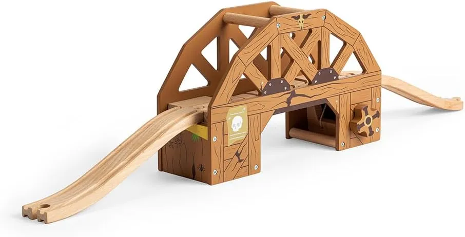 Bigjigs Rail Rickety Bridge - Collapsing Wooden Wild West Bridge, Includes 2 Track Pieces, Kids Train Set Accessories, Toddler Gifts for 3 Years Old  