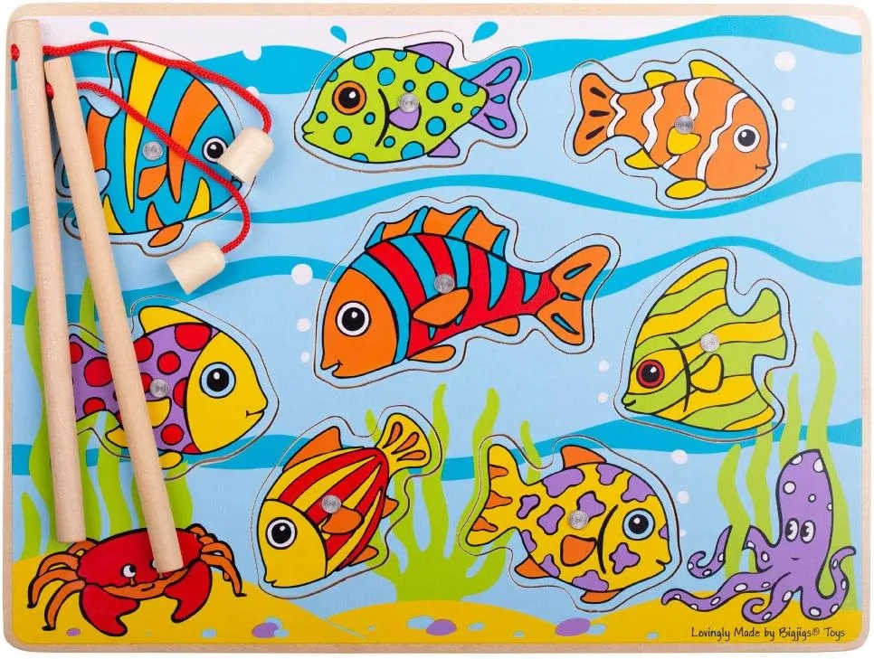 Bigjigs Toys Tropical Magnetic Fishing Game with Fishing Rod
