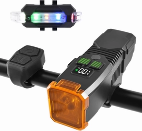 Bike Light Kit - 1200LM Super Bright Type-C Rechargeable, IPX5 Waterproof, Smart Remote Control, Anti-Fog Lens & RGB Tail Light for Mountain/City Biking