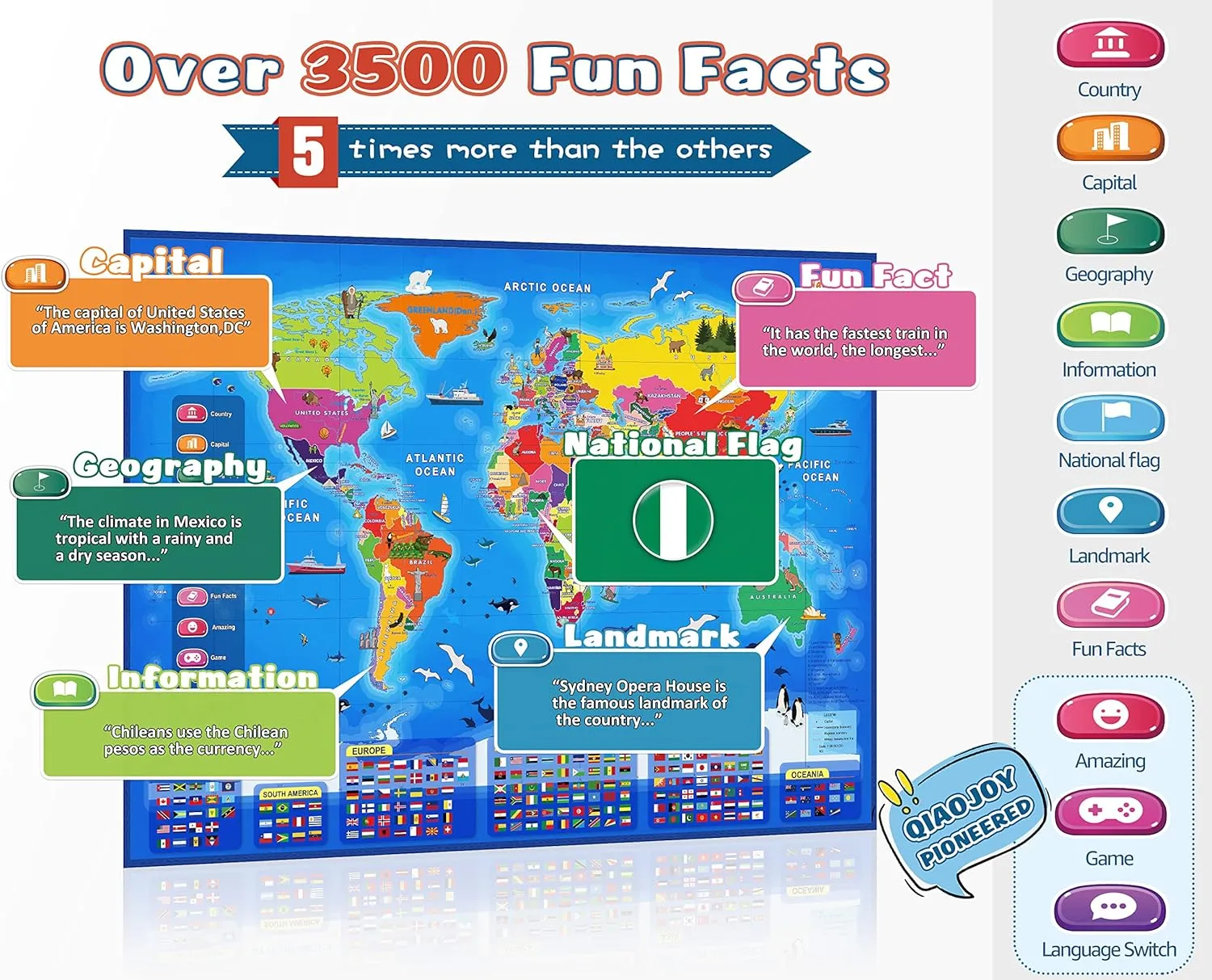 Bilingual Interactive Space and World Map Set – Talking Learning Poster with Audio Pen for Kids 3-12, Fun Educational Toy for Early STEM Learning, Geography and Astronomy Gift for Classroom and Home