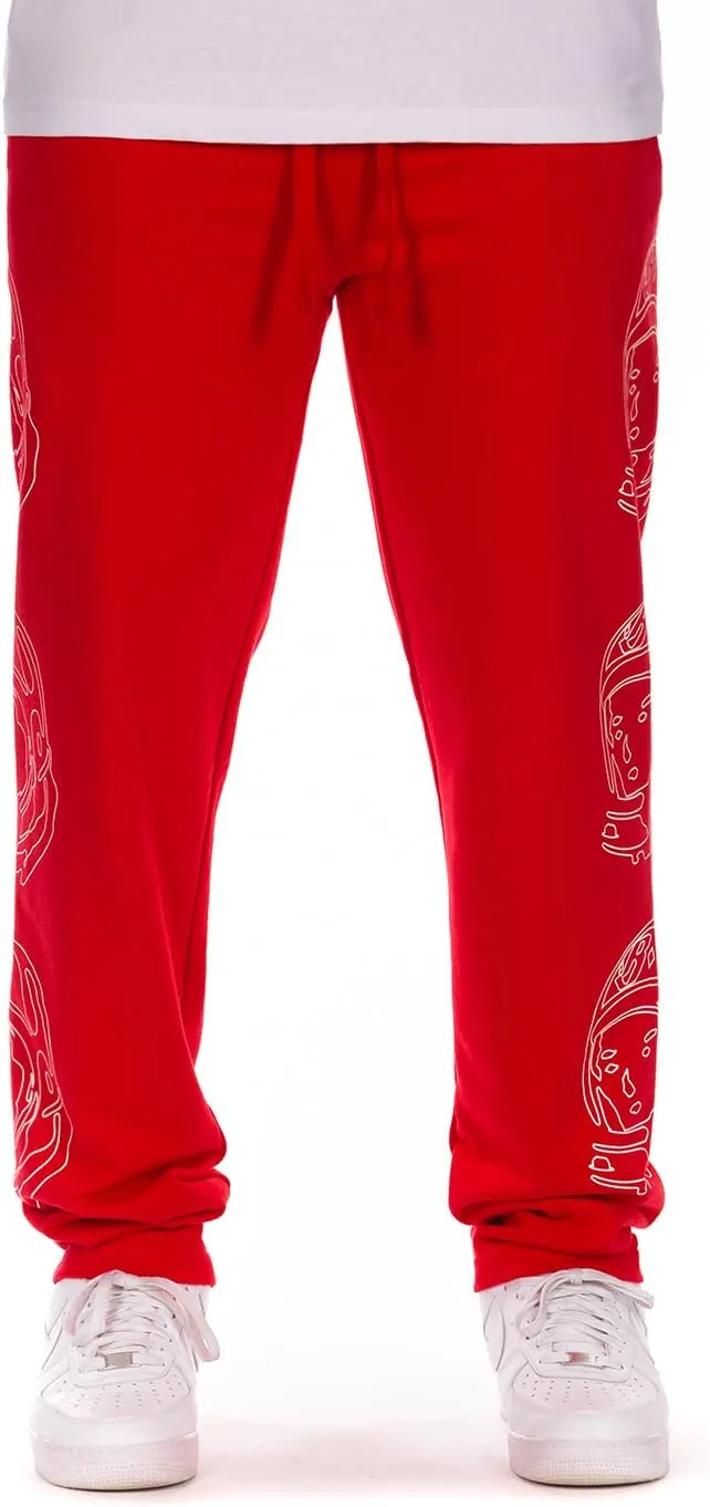 Billionaire Boys Club Clothing Men Sweatpants with Side Graphic - Elastic Waistband, Adjustable Drawstring Racing Red