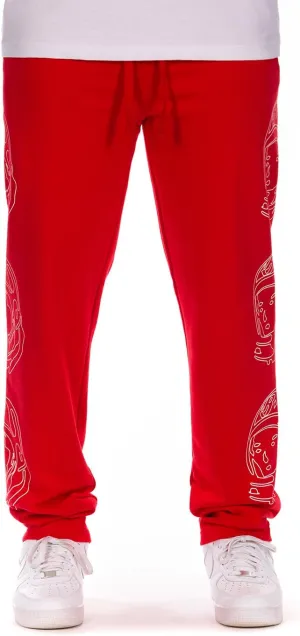 Billionaire Boys Club Clothing Men Sweatpants with Side Graphic - Elastic Waistband, Adjustable Drawstring Racing Red