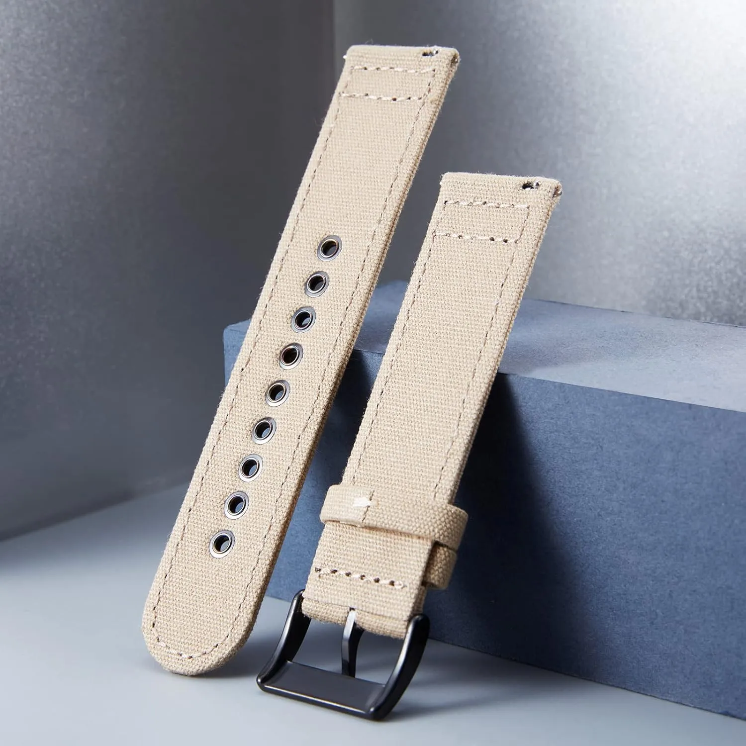 BINLUN Canvas Watch Bands Quick Release Sail Cloth Watch Straps Replacement 18mm 20mm 22mm 24mm Cotton Fabric Watchband for Men and Women with Silver/Black Buckle