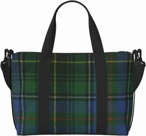 Black Watch Ancient Original Scottish Tartan Breathable Travel Tote Bag – Multi-Functional Durable Polyester Overnight Bag With Inner Zipper Pockets For Workout Business Trip