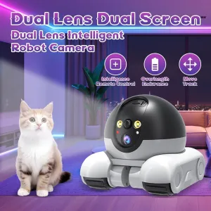 Blinky Bot Camera, Blinky Bot Robot, Robot Camera On Wheels 1080p Dual Lens, Indoor Movable Security Cameras, Pet Cameras Robots, 360° View, App Control, for Pet/Elderly (WiFi)