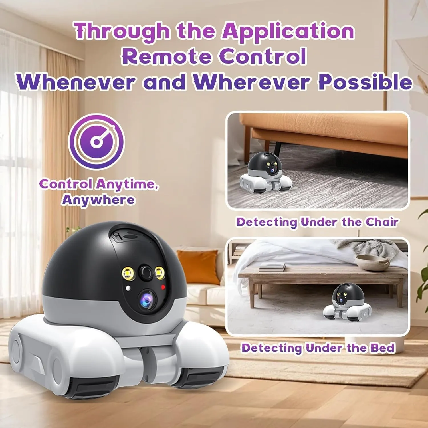 Blinky Bot Camera, Blinky Bot Robot, Robot Camera On Wheels 1080p Dual Lens, Indoor Movable Security Cameras, Pet Cameras Robots, 360° View, App Control, for Pet/Elderly (WiFi)