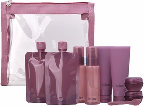 Bliss Travel Bottles Set - 4/7/10 Piece TSA Approved Leak-Free Refillable Travel Size Toiletries Containers for Skincare, Lotion, Shampoo, and Conditioner, 10pc Mauve