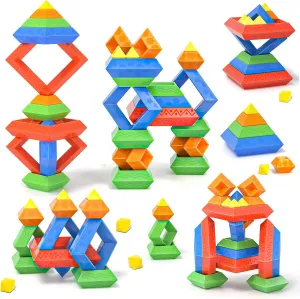 Blocks Building Toys for Toddlers 1-3 3-5, Pyramid Stacking Blocks Preschool Educational Toys for Ages 2 3 4 5 6 Boys & Girls Learning Stem Sensory Toys Kids Birthday, 45PCS