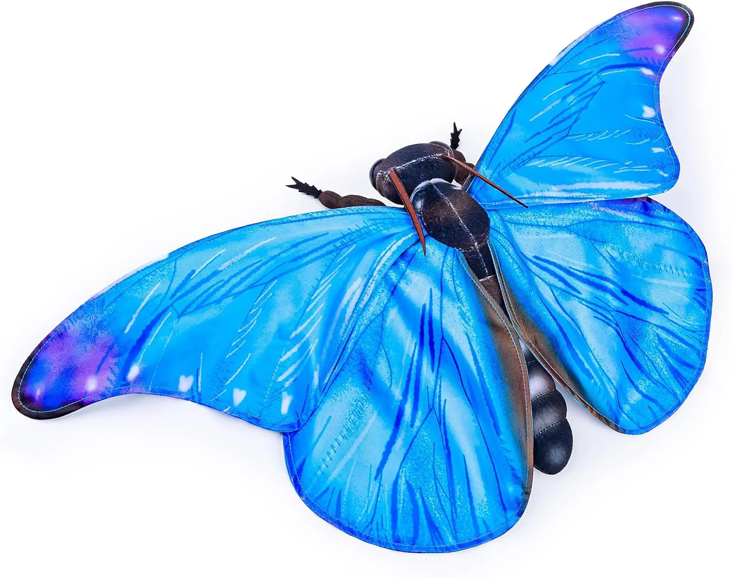 Blue Morpho Butterfly Plush Toy, Large Blue Morpho Butterfly Stuffed Animals 16in, Realistic Soft Big Butterfly Plushie Model Toy, Unique Plush Gift Collection for Kids