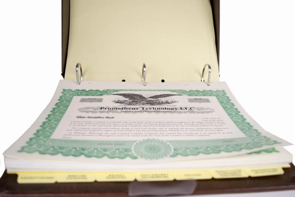Blumberg Ex Libris All-in-One LLC Kit with Self-Enclosed Records Book, Company Seal, Printed Certificates with Full-Page Stubs, Blank Minute Paper (Model K10LLC for Limited Liability Corporations)