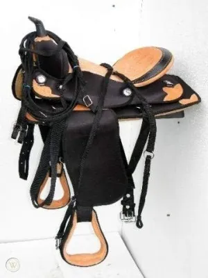BNB International Classic Western Barrel Racing Handmade Synthetic Cordura Horse Saddle Lightweight Barrel Racing Saddle Trail Tack Equestrian Horse Saddle Tack Size 10" to 18" inches Seat SB11