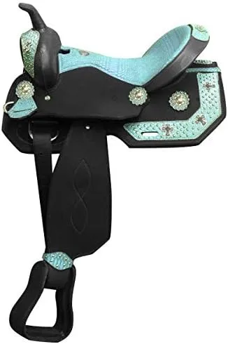 BNB International Classic Western Barrel Racing Handmade Synthetic Cordura Horse Saddle Lightweight Barrel Racing Saddle Trail Tack Equestrian Horse Saddle Tack Size 10" to 18" inches Seat SB46