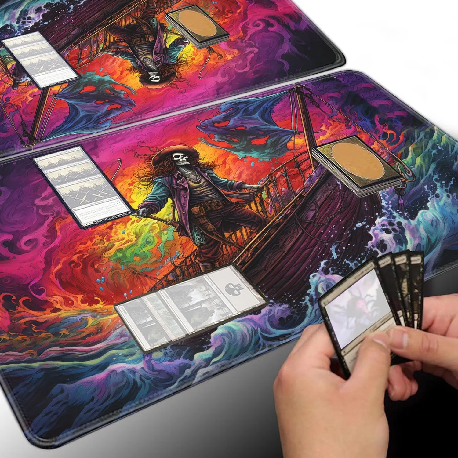 Board Game for TCG Playmat Table Mats Games Size 60X35 cm Mousepad Compatible for MTG RPG CCG Trading Card Game Play mats with 6 Dice (Playmat 89)
