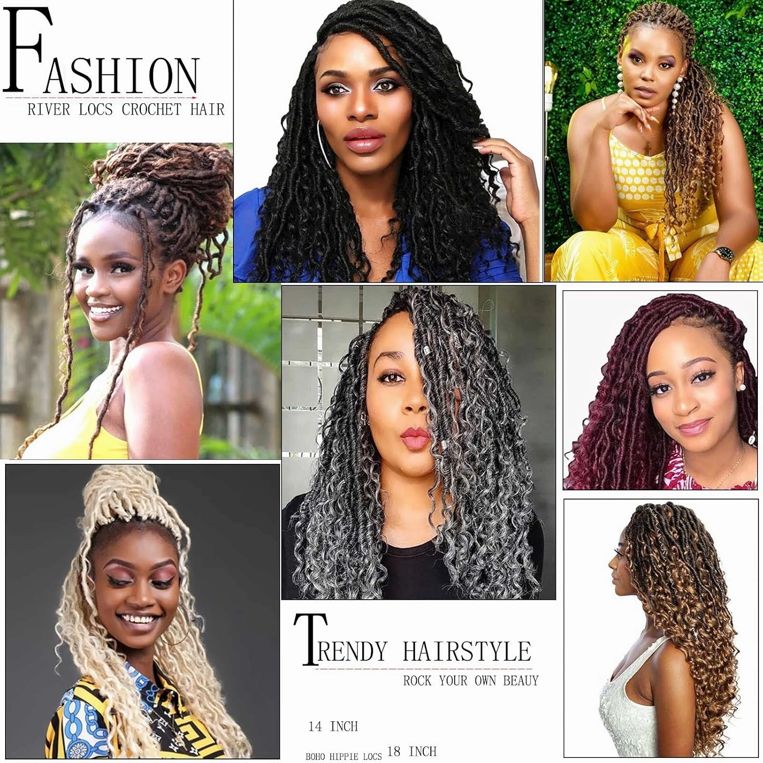 Boho Goddess Locs Crochet Hair,14 Inch 5 Packs Ombre Faux Locs Crochet Hair Extension For Black Women, Short Pre Looped Hippie River Locs Crochet Braids With Curly Ends(5 Packs,14in,T1B/30#)