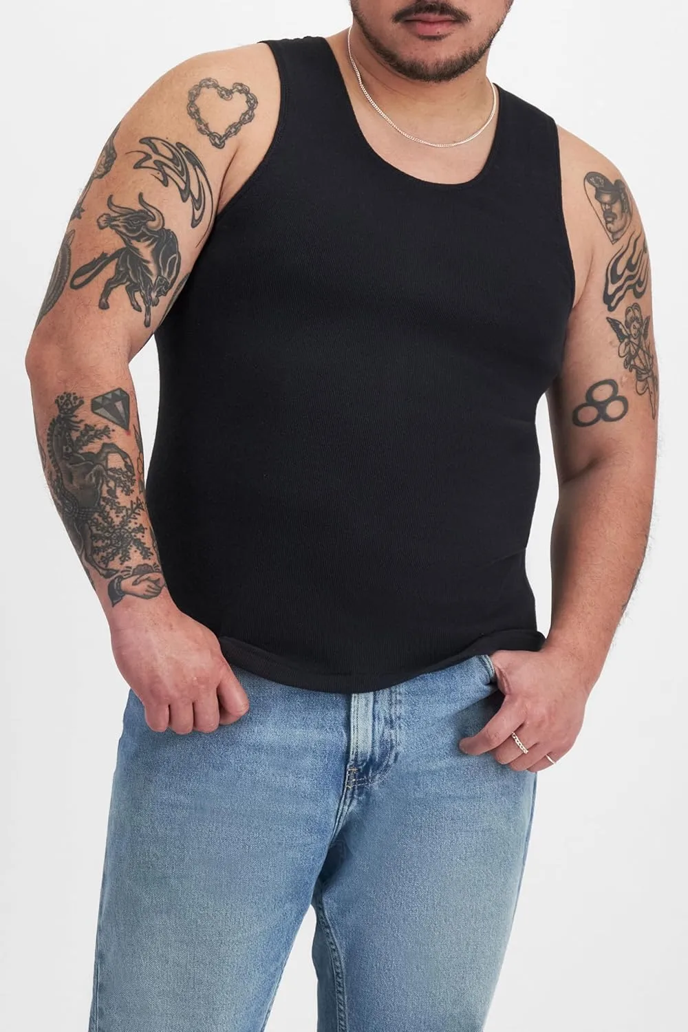 Bonds Soft Chesty Tank Undershirt in 100% Cotton Rib for Men, 2-Pack