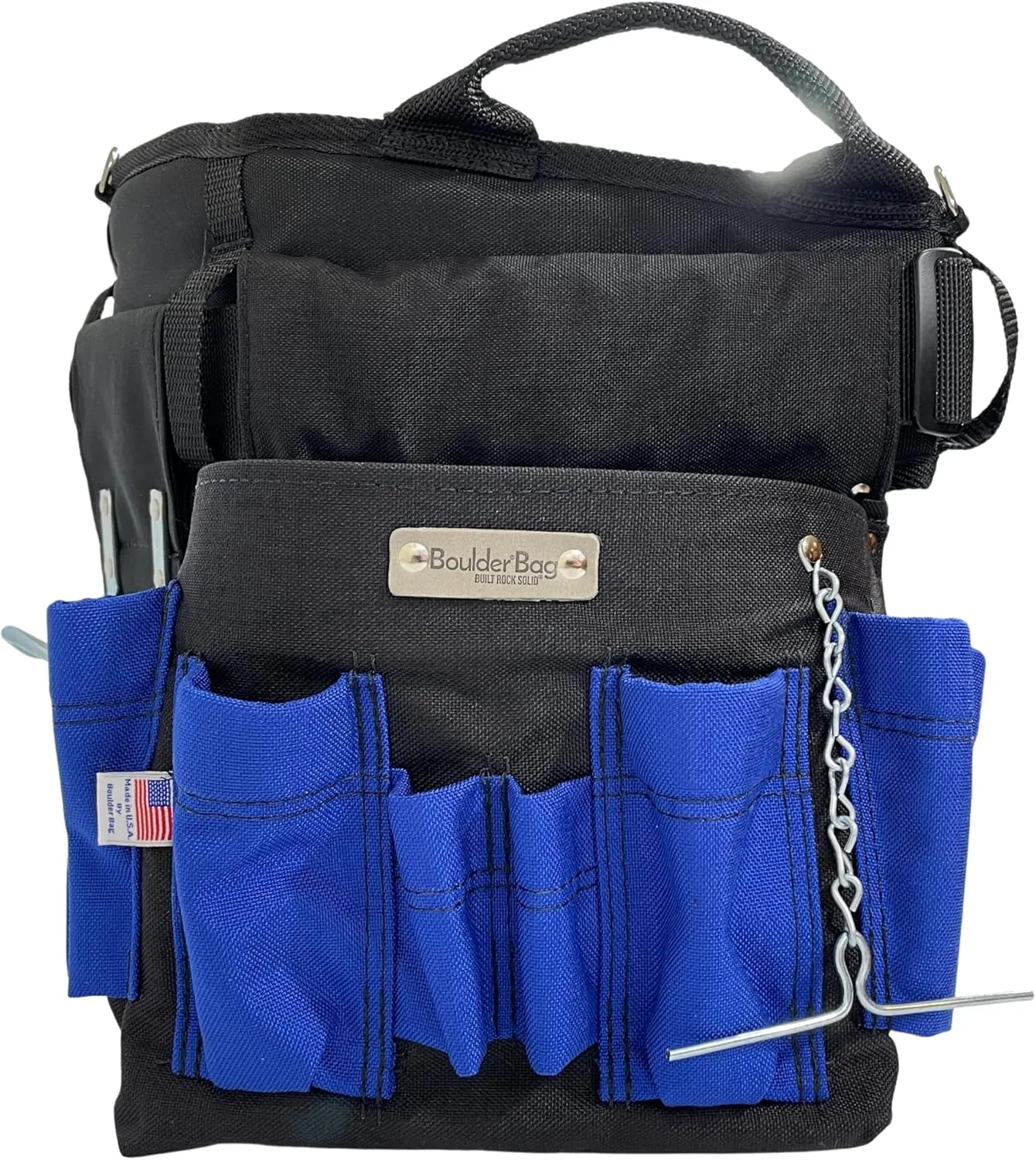 BOULDER BAG Professional Electrician's MAX Combo with Comfort Back Support Tool Belt, Quick Release Buckle, Heavy Duty Work Belt, Blue, (Large 33-36 Inch Waist), Made in USA
