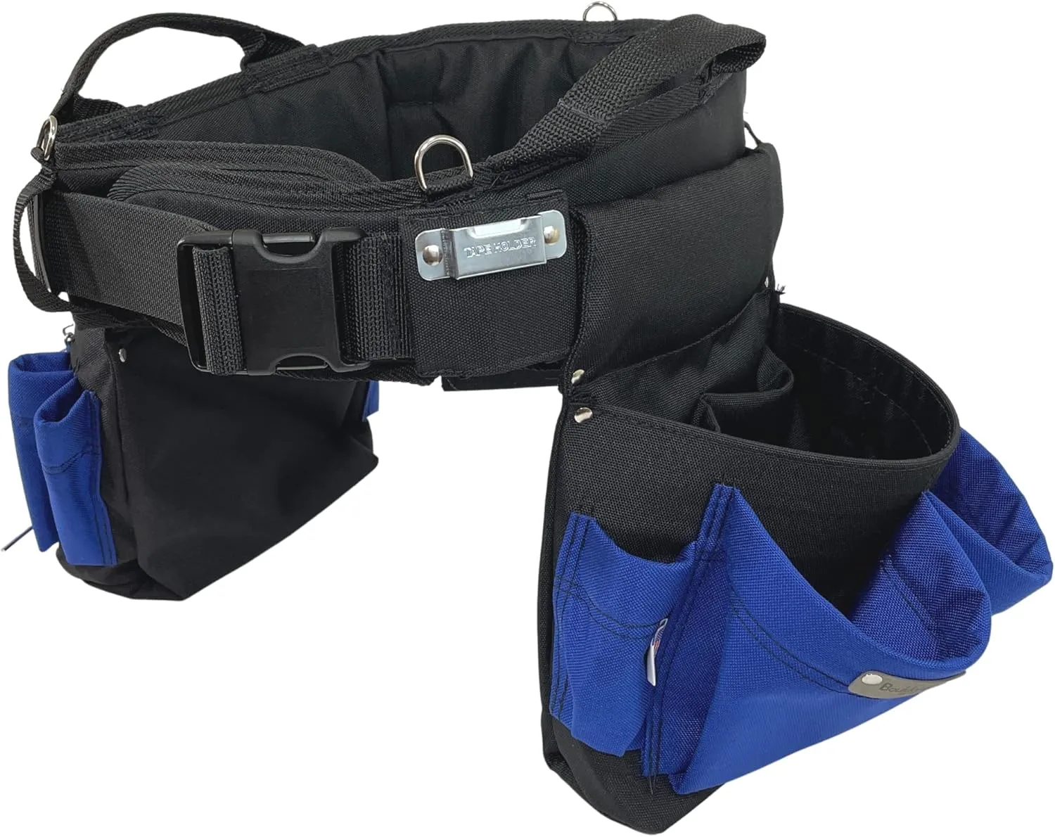 BOULDER BAG Professional Electrician's MAX Combo with Comfort Back Support Tool Belt, Quick Release Buckle, Heavy Duty Work Belt, Blue, (Large 33-36 Inch Waist), Made in USA