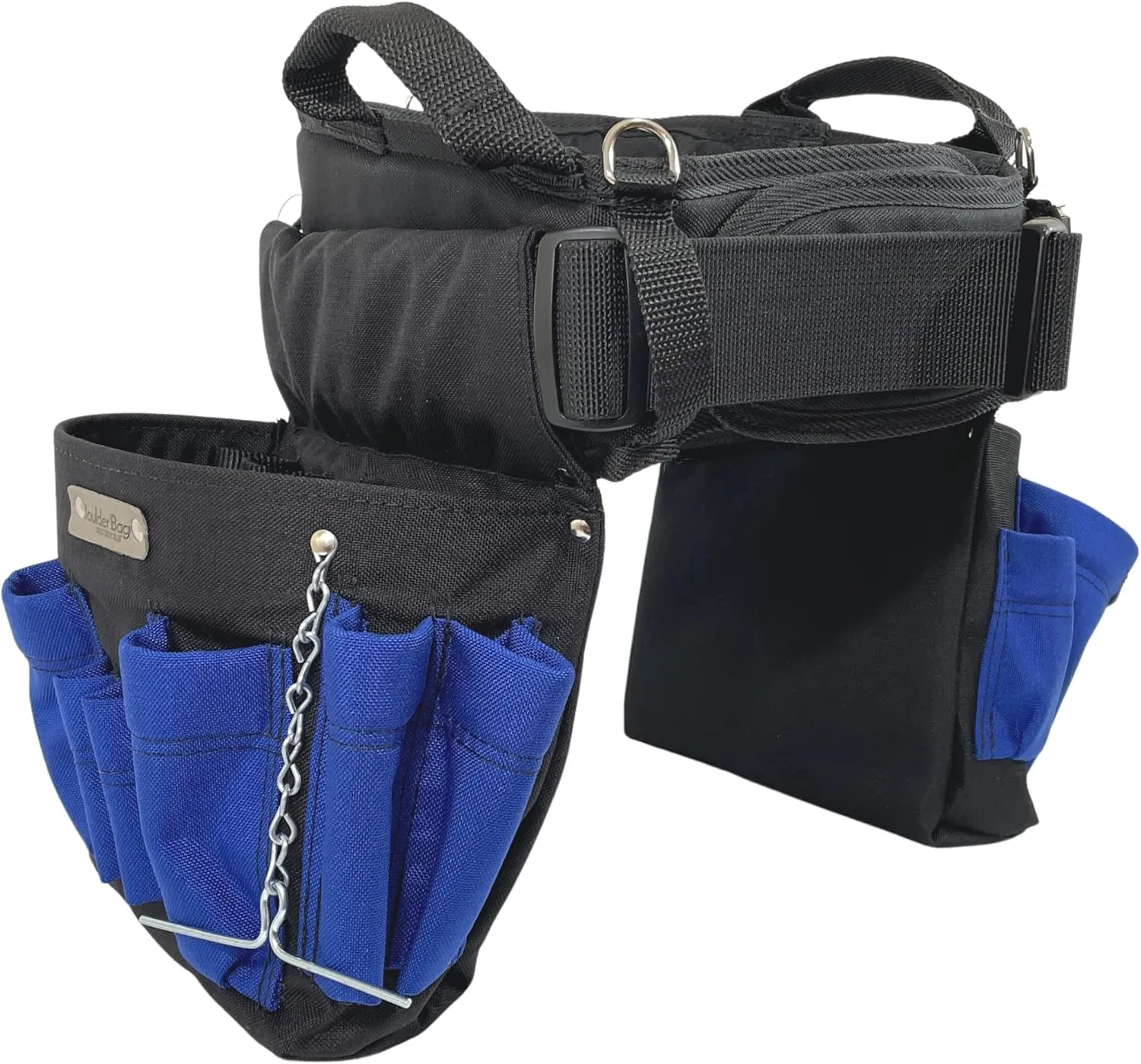 BOULDER BAG Professional Electrician's MAX Combo with Comfort Back Support Tool Belt, Quick Release Buckle, Heavy Duty Work Belt, Blue, (Large 33-36 Inch Waist), Made in USA