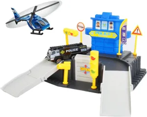 BPC Toy Garage Set 2 Level Double Story Police Station Parking Garage Play Set with Police Car and Helicopter