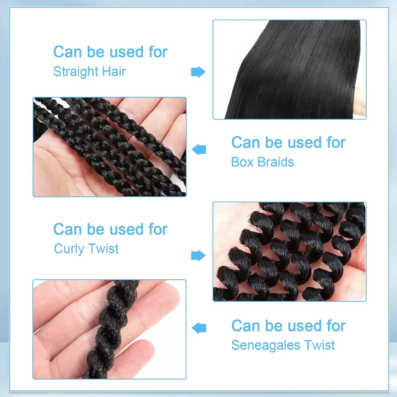 Braiding Hair Pre Stretched 22 Inch 8 Pack Long Braiding Hair Professional Pre Stretched Hair For Braiding Soft Yaki Texture Hot Water Setting Synthetic Crochet Braids Hair For Women (22Inch,2#)