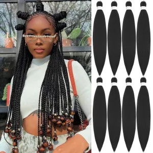 Braiding Hair Pre Stretched 22 Inch 8 Pack Long Braiding Hair Professional Pre Stretched Hair For Braiding Soft Yaki Texture Hot Water Setting Synthetic Crochet Braids Hair For Women (22Inch,2#)