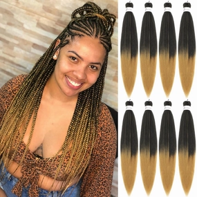 Braiding Hair Pre Stretched 18 Inch 8 Pack Braiding Hair Extensions Itch Free Soft Yaki Texture Hot Water Setting Synthetic Crochet Braids Hair For Women Girls (18Inch,1B/27)