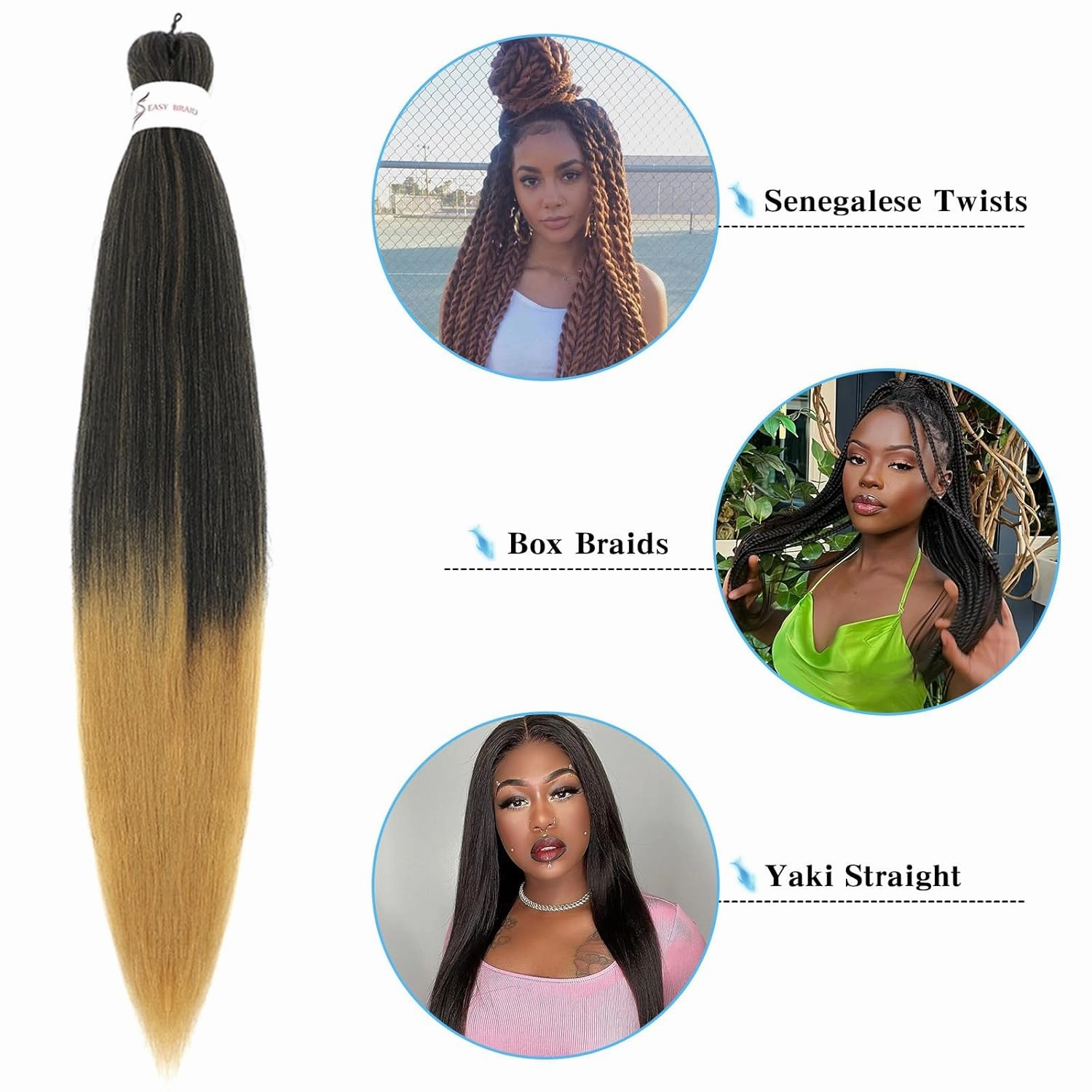 Braiding Hair Pre Stretched 18 Inch 8 Pack Braiding Hair Extensions Itch Free Soft Yaki Texture Hot Water Setting Synthetic Crochet Braids Hair For Women Girls (18Inch,1B/27)